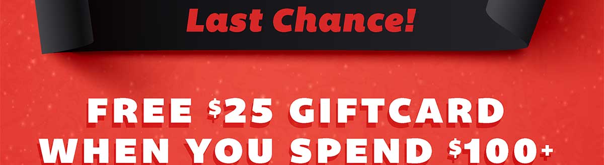 Free $25 Gift Card when you spend $100+! Use code ZG-4549 at Checkout!