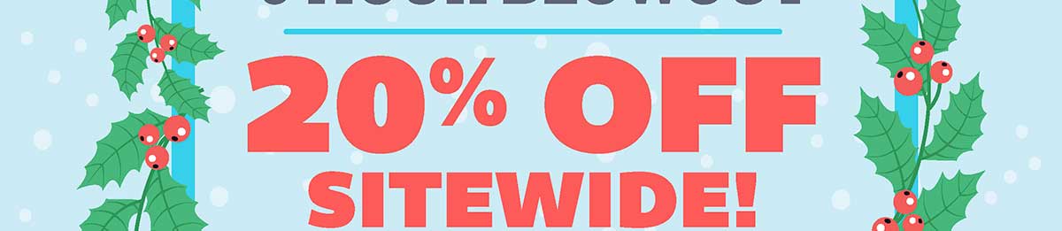 20% Off Sitewide from 8am - 2pm CST Monday, November 30th, 2020