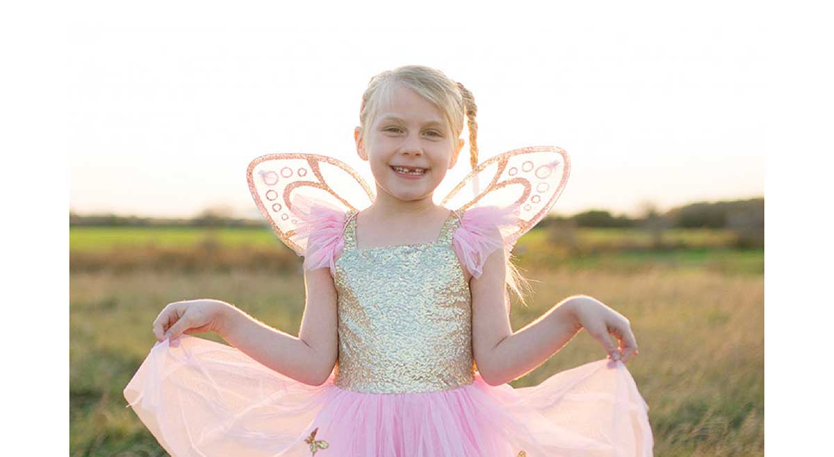 Gold Butterfly Dress with Wings - Size 4-7