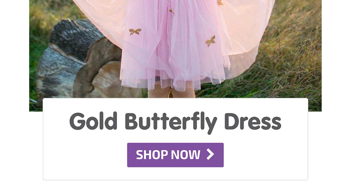 Gold Butterfly Dress with Wings - Size 4-7 - Shop Now