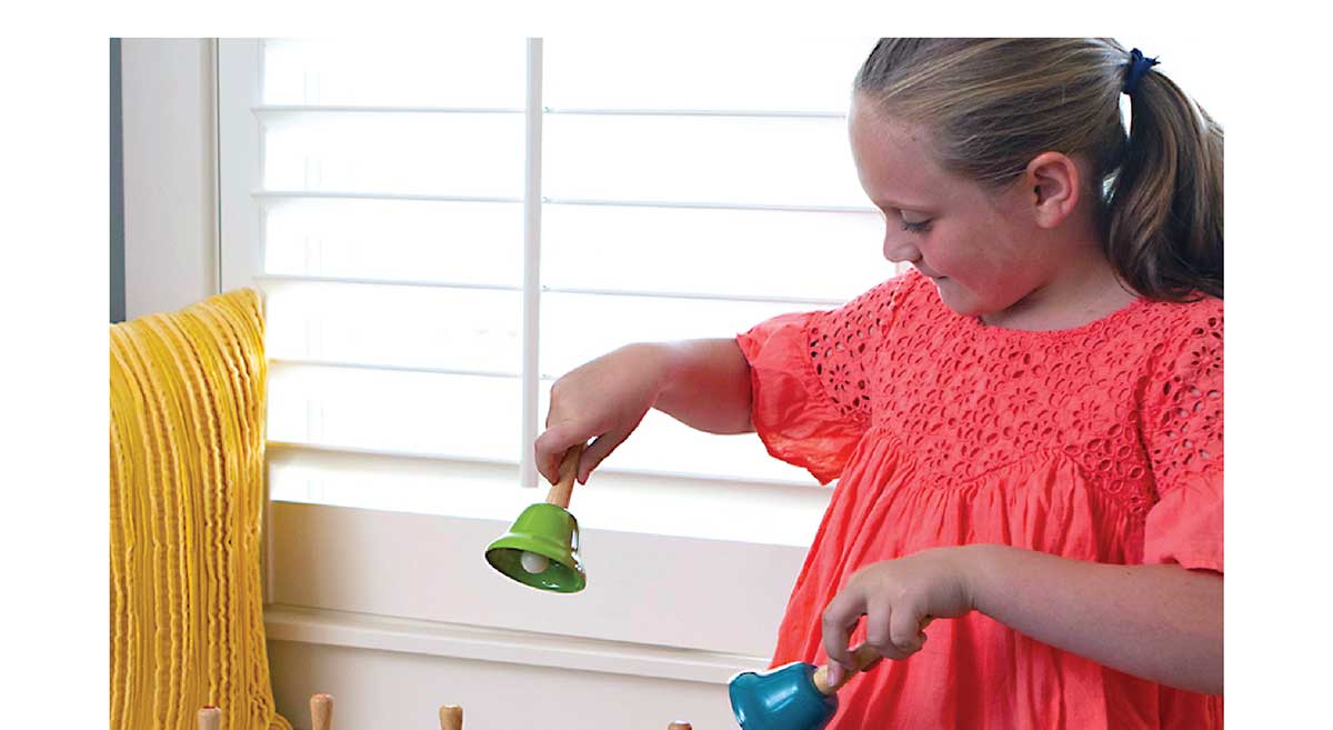 Rainbow Music Hand Bells with Wood handles
