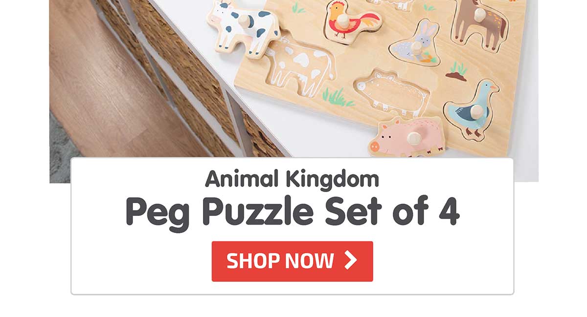 Animal Kingdom Peg Puzzle Set of 4 - 15% Off! - Shop Now