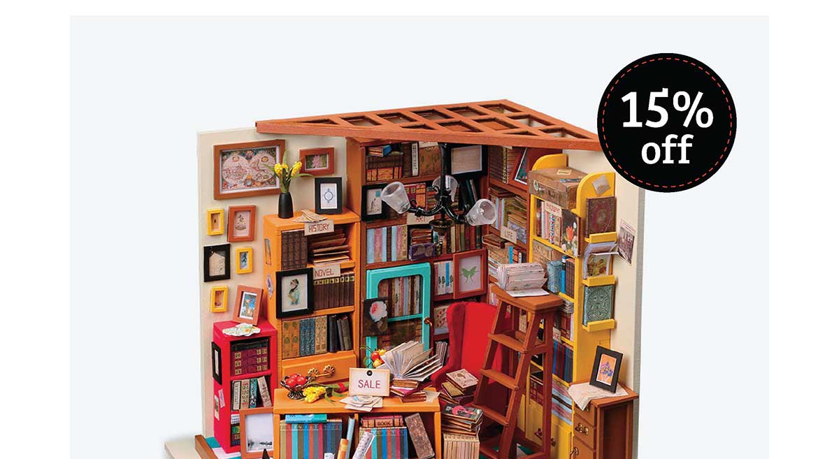 DIY Miniature Model Kit: Harper's Library - 15% Off!