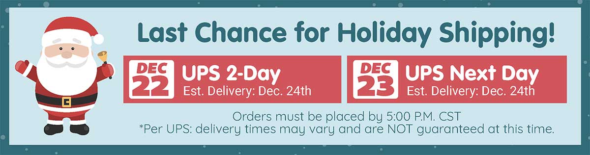 Holiday Shipping Schedule