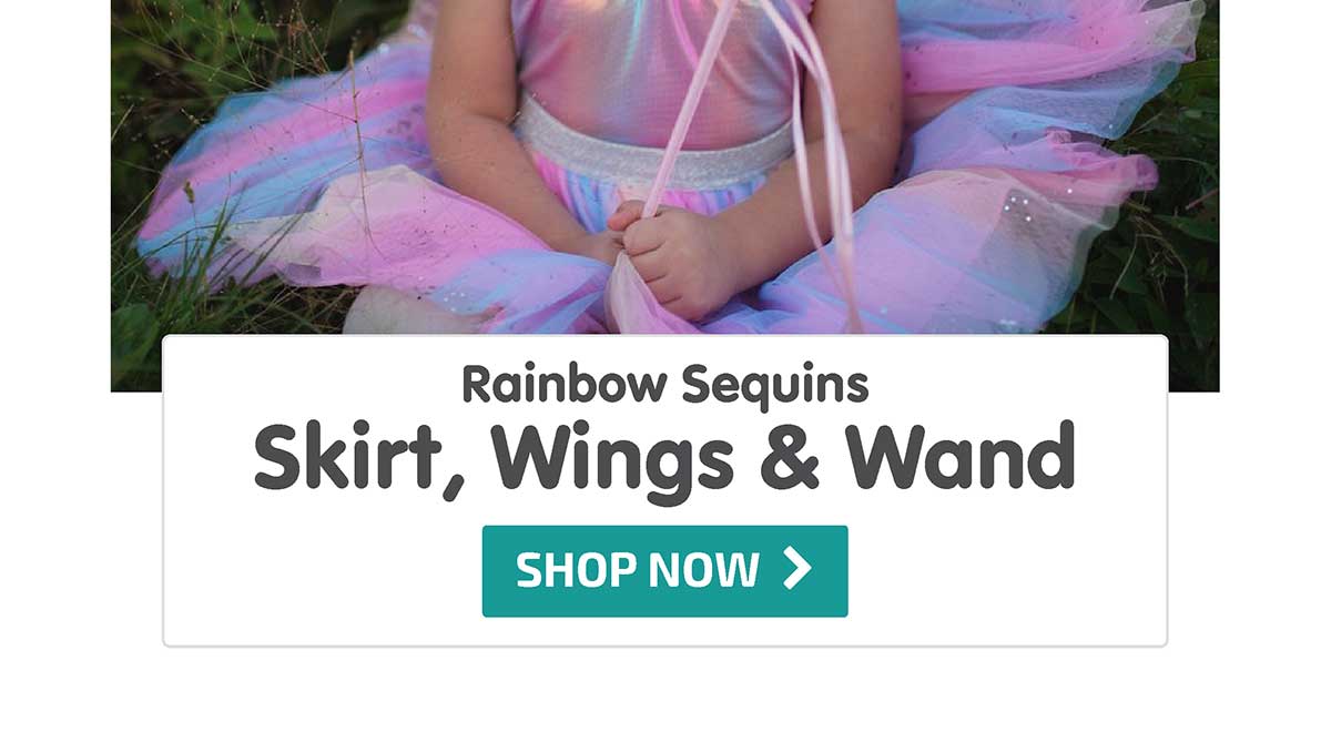 Rainbow Sequins Skirt, Wings & Wand - Shop Now