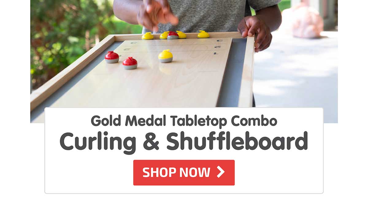 Team Shuster Gold Medal Tabletop Combo Curling & Shuffleboard - Shop Now