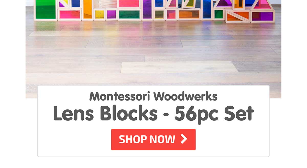 Montessori Woodwerks Lens Blocks - 56pc Set - Shop Now