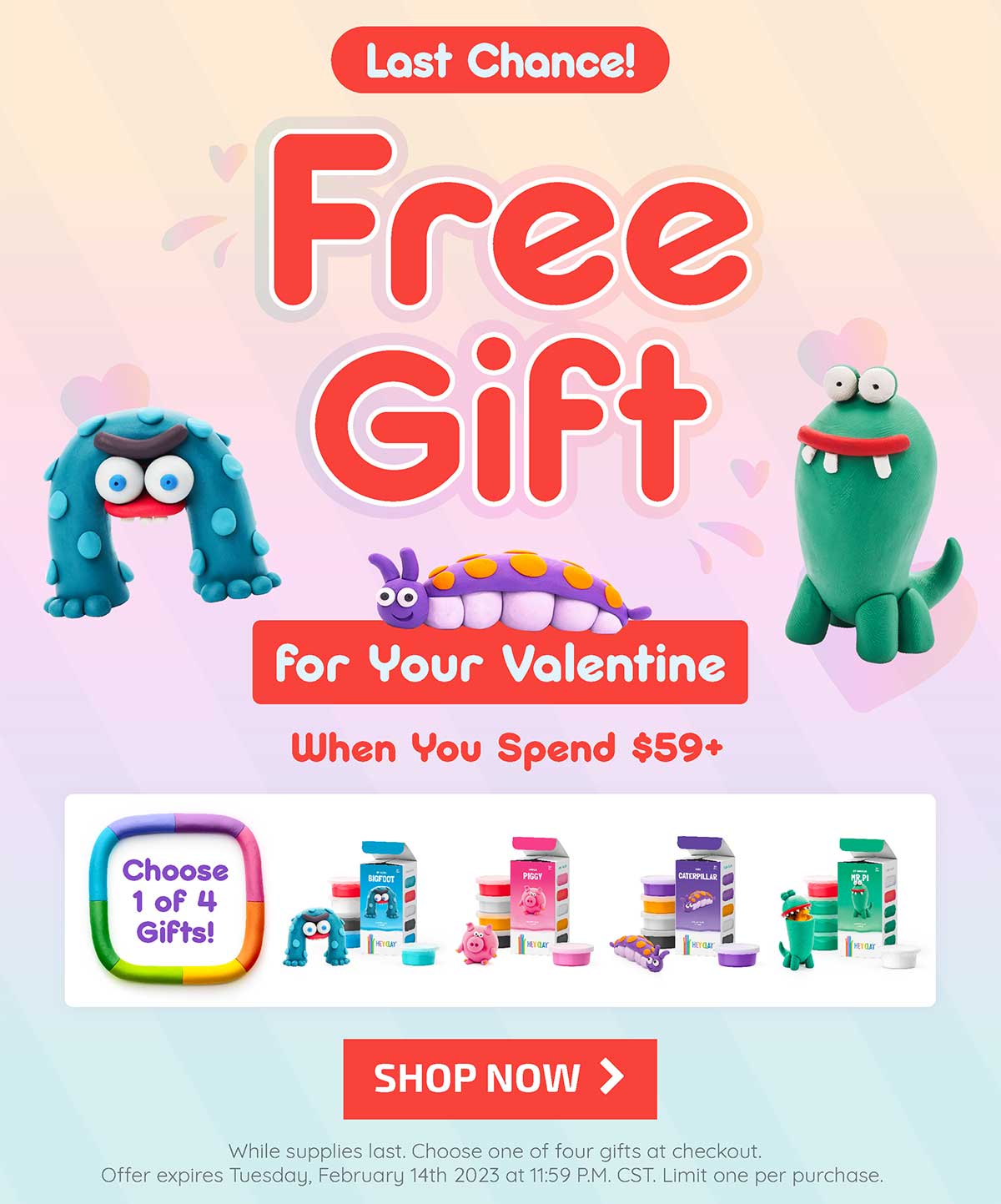 Last Chance! Free Gift for Your Valentine When you spend $59+!