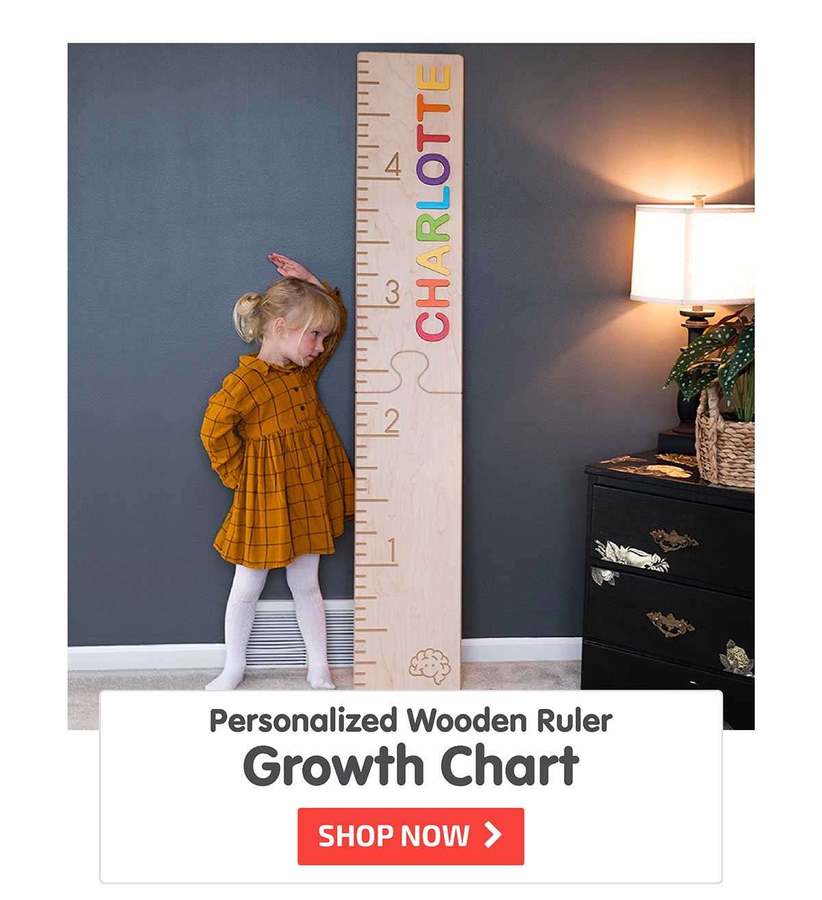 Personalized Wooden Ruler Growth Chart