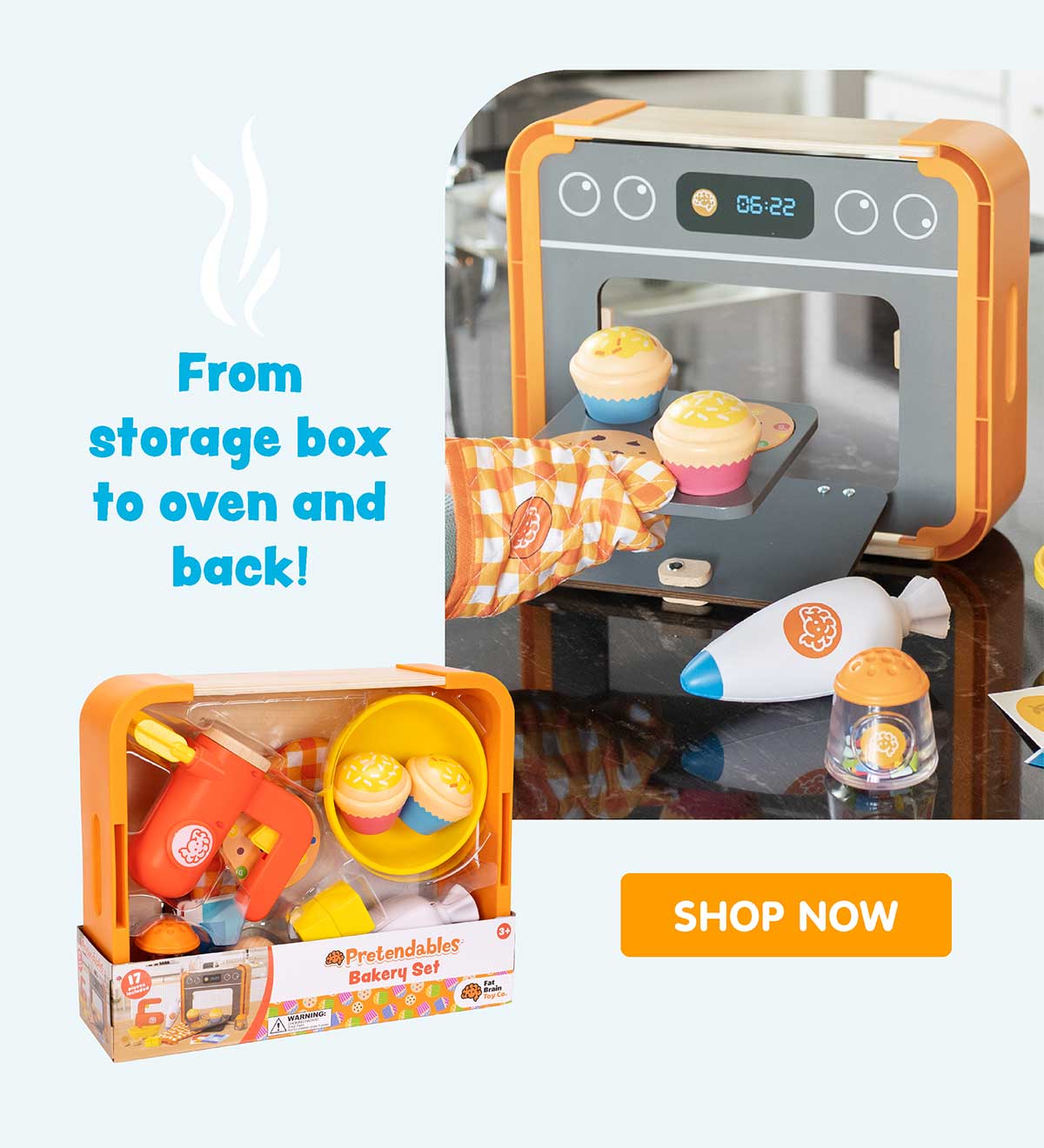 From storage box to oven and back!