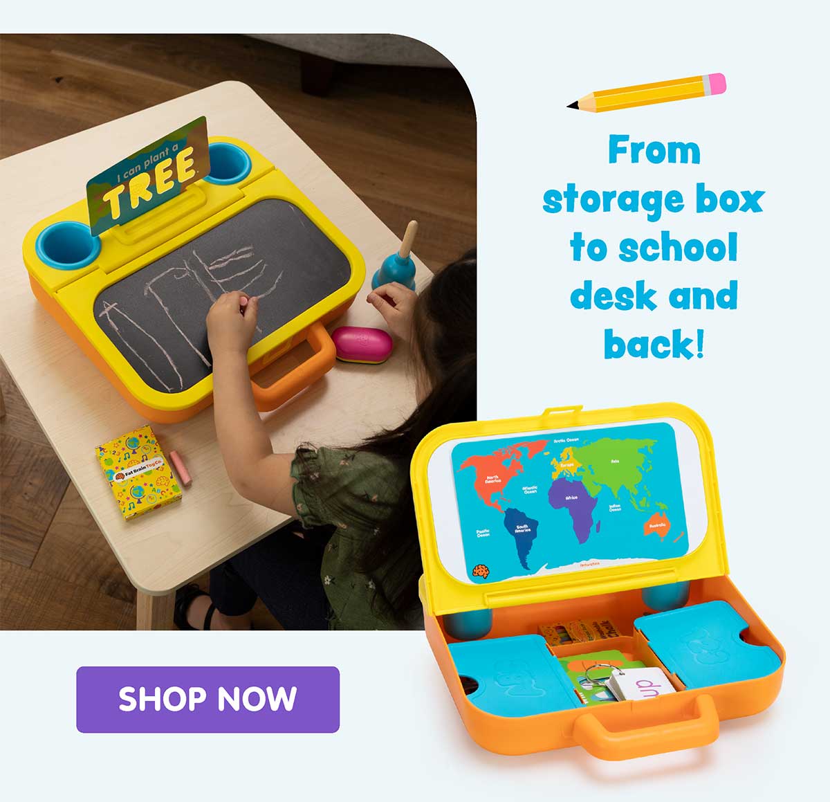 From storage box to school desk and back!