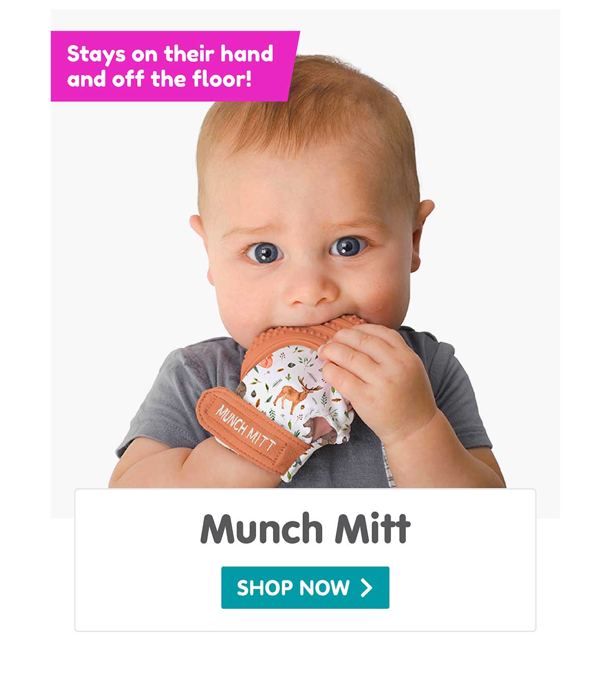 Munch Mitt - Stays on their hand and off the floor!