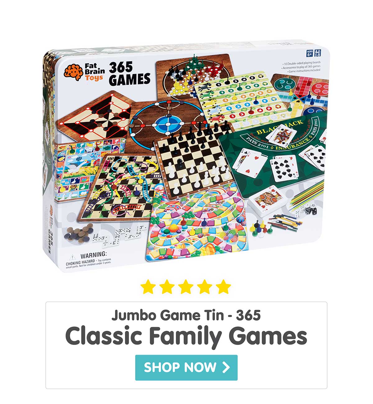 Jumbo Game Tin - 365 Classic Family Games