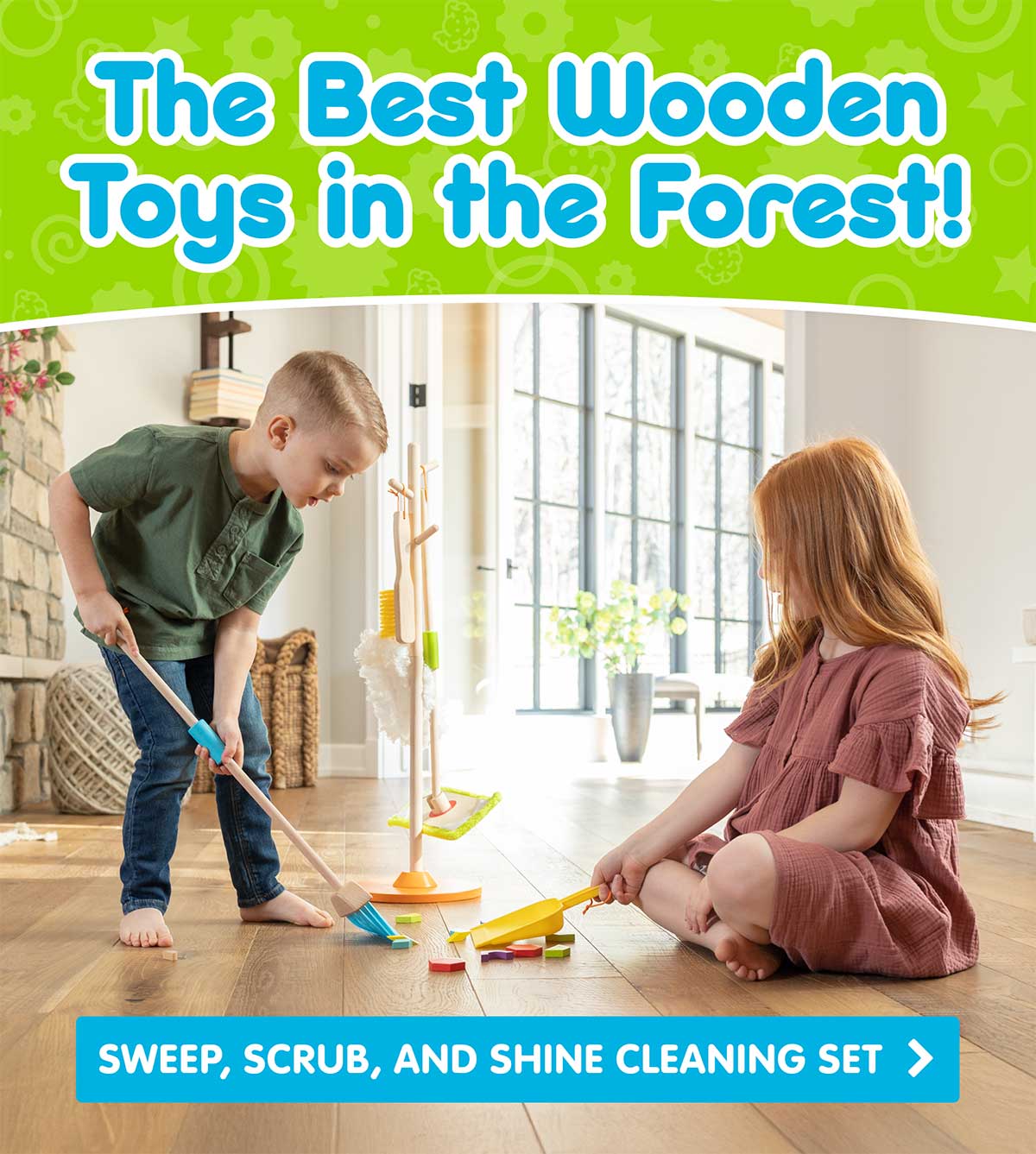 The Best Wooden Toys in the Forest! Sweep, Scrub, and Shine Cleaning Set - Shop Now