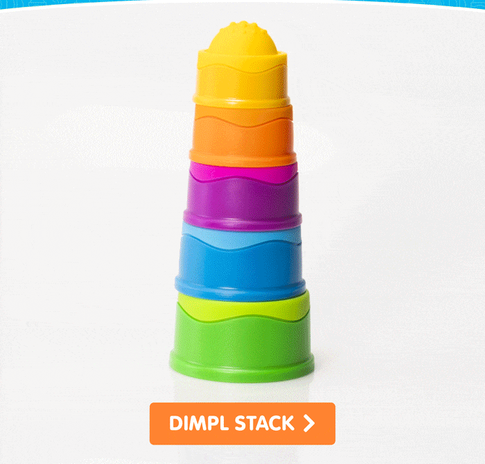 Animated GIF of a child stacking Dimpl Stack - Shop Now