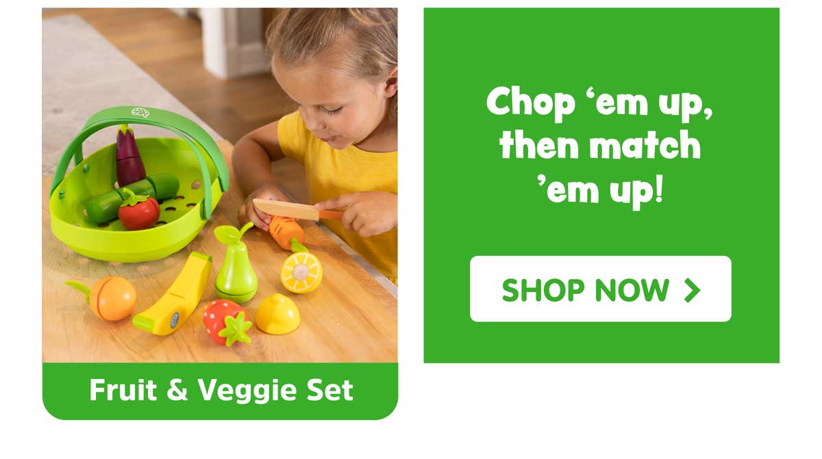 Chop 'em up, then match 'em up! Pretendables Fruit & Veggie Basket - Shop Now