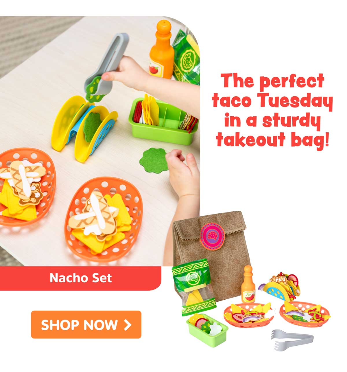 The perfect taco Tuesday in a sturdy takeout bag! Pretendables Nacho Set - Shop Now
